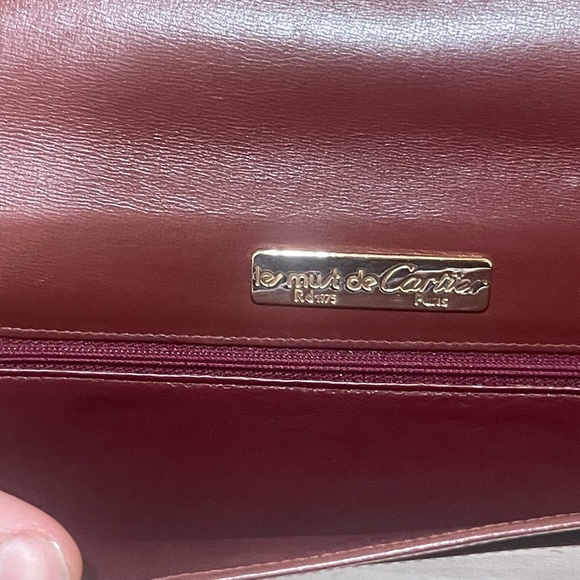 Large Leather Vintage Burgundy Cartier Clutch w/added carry chain